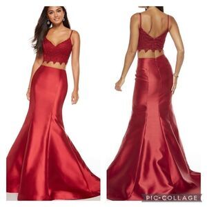 NEW Alyce Paris lace 2 pieces red long mermaid maxi  gown dress 60633 8